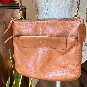 Fossil Caramel Brown Cowhide Leather Crossbody Bag 1954